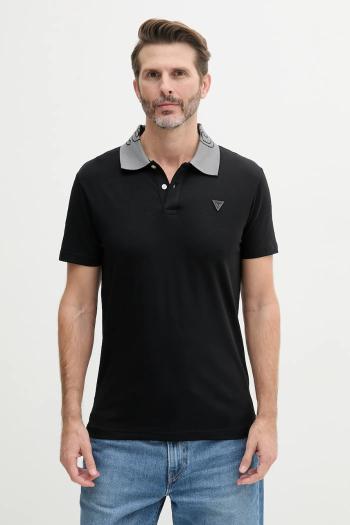 Polo tričko Guess NOLAN pánske, čierna farba, jednofarebné, M5GP66 J1314