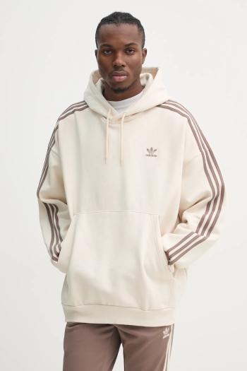 Mikina adidas Originals BAGGY HOODIE pánska, béžová farba, s kapucňou, s nášivkou, JP1073