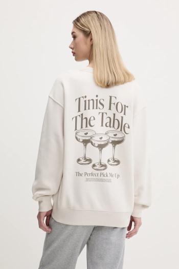 Mikina Abercrombie & Fitch dámska, béžová farba, s potlačou, KI152-5076