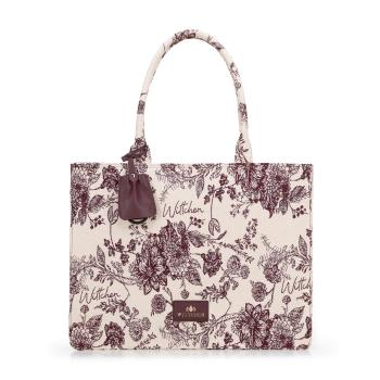 Dámska žakárová shopper kabelka so vzorom bordovo-béžová 99-4E-500-X4