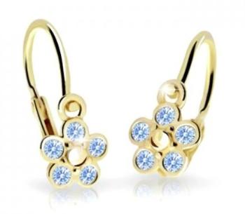 Cutie Jewellery Detské kvietkové náušnice zo žltého zlata C2744-10-X-1 svetlo modrá