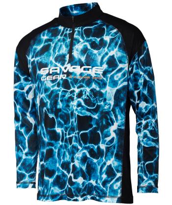 Savage gear tričko marine uv long sleeve tee sea blue - l