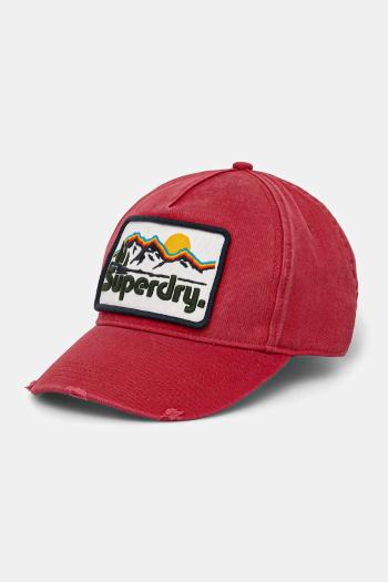 Džínsová šiltovka Superdry červená farba, s nášivkou, W9010177A-C2G