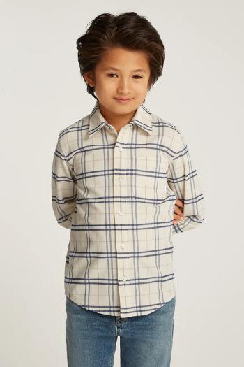 Detská košeľa Tommy Hilfiger béžová farba, KB0KB09338