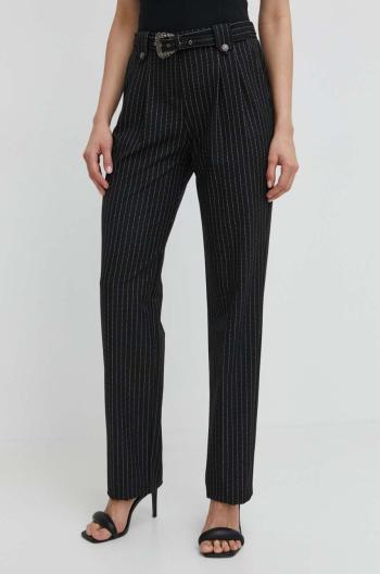 Nohavice Versace Jeans Couture dámske, čierna farba, rovné, vysoký pás, 76HAA111 N0335