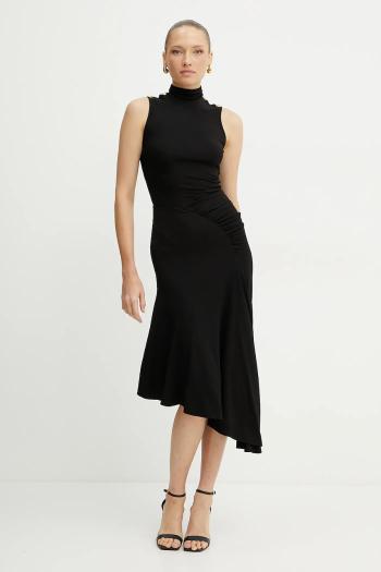 Šaty Elisabetta Franchi čierna farba, midi, áčkový strih, AB84252E2