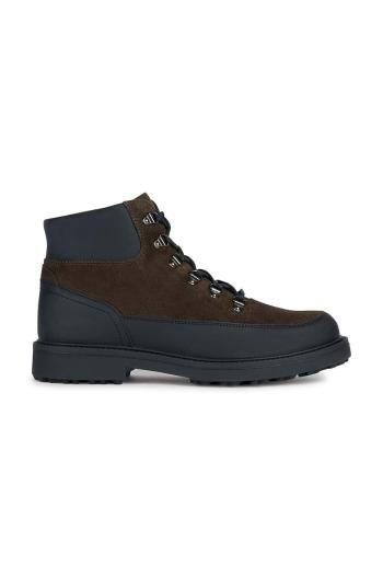 Kožené členkové topánky Geox U LAGORAI + GRIP B pánske, zelená farba, U36G0B 00023 C3009