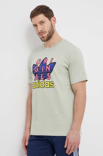 Bavlnené tričko adidas Originals Supply Short Sleeve Tee pánske, zelená farba, s potlačou, IS0231