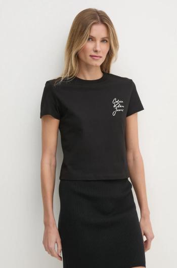 Bavlnené tričko Calvin Klein Jeans dámske, čierna farba, J20J224984