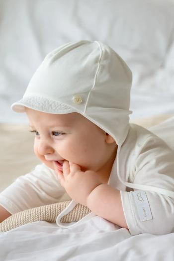 Detská bavlnená čiapočka Jamiks LEWIS biela farba biela, z tenkej pleteniny, bavlnená, JLH062