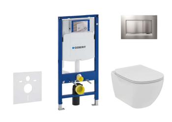 GEBERIT - Duofix Set predstenovej inštalácie, klozetu a dosky Ideal Standard Tesi, tlačidla Sigma30, Rimless, SoftClose, matný chróm/chróm 111.300.00.5 NE7