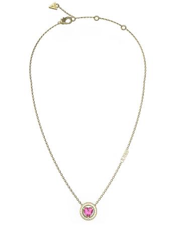 Guess Fashion pozlátený náhrdelník s ružovým kryštálom M`ama Non M`ama JUBN04667JWYGFCT/U