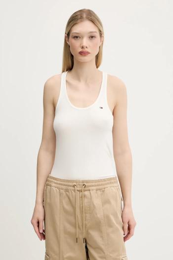 Top Tommy Jeans béžová farba, DW0DW20917