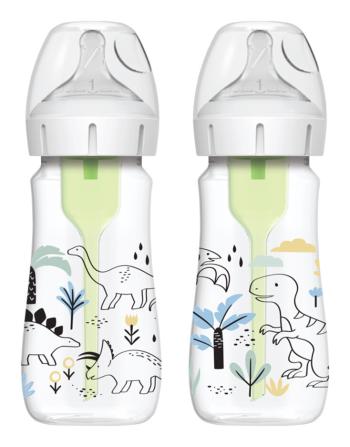 DR.BROWN'S Fľaša dojčenská Anti-colic Wide Neck Dino 270ml, 2ks