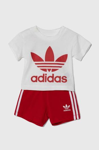 Detská bavlnená súprava adidas Originals červená farba