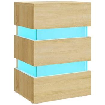 SHUMEE Nočný stolík s LED dub sonoma 45 × 35 × 67 cm drevotrieska, 326843