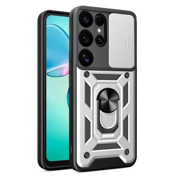 RING CAMERA Kryt s držiakom pre Samsung Galaxy S25 Ultra 5G strieborný