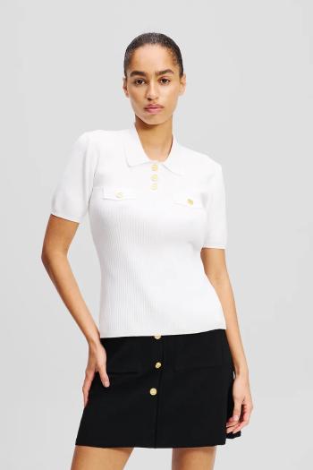 Polo tričko Karl Lagerfeld dámske, biela farba, A2W18027