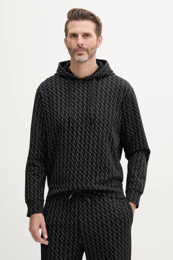 Bavlnená mikina Armani Exchange čierna farba, s kapucňou, vzorovaná, XM001225 AF11847