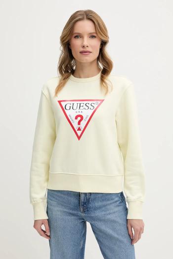 Mikina Guess dámska, žltá farba, s potlačou, W2YQ16 KBA11