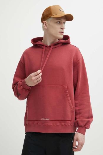 Bavlnená mikina A-COLD-WALL* Cubist Hoodie pánska, bordová farba, s kapucňou, s nášivkou, ACWMW173