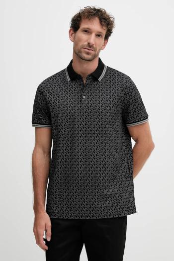 Bavlnené polo tričko Michael Kors čierna farba, vzorované, CS550V85KS