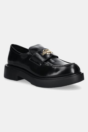 Kožené mokasíny Love Moschino dámske, čierna farba, na platforme, JA10404G1MJD0000