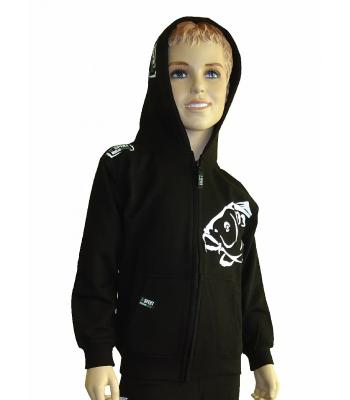 R-spekt detská mikina zipsová s kapucňou carper kids black - 9-10 rokov