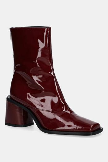 Kožené členkové topánky Kenzo Kimi Ankle Boots bordová farba, na podpätku, FF62BT120L69.22