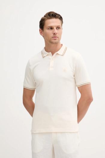 Polo tričko United Colors of Benetton pánske, béžová farba, jednofarebné, 3F9HU302E