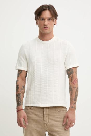 Tričko Abercrombie & Fitch pánske, béžová farba, jednofarebné, KI120-5071