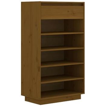 Skrinka na topánky medovo hnedá 60 × 34 × 105 cm masívne borovicové drevo, 813553