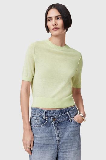 Vlnená blúzka AllSaints ELSIE zelená farba, jednofarebná, W068KC