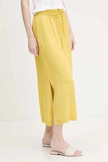 Sukňa United Colors of Benetton žltá farba, midi, áčkový strih, 4NPHD004S