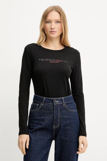Bavlnené tričko s dlhým rukávom Armani Exchange čierna farba, XW001360 AF10356