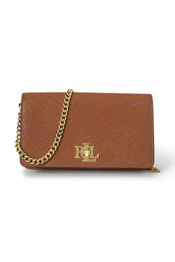 Kožená kabelka Lauren Ralph Lauren hnedá farba, 432966784