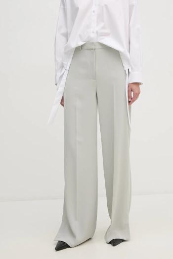 Nohavice Calvin Klein dámske, šedá farba, široké, vysoký pás, K20K207876
