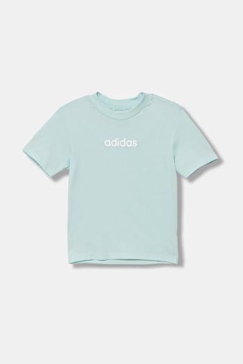 Detské bavlnené tričko adidas tyrkysová farba, s potlačou, JW3466