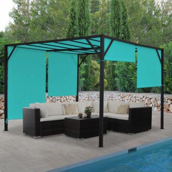 Pergola so sťahovacou strechou 3x3 m Dekorhome Tyrkysová