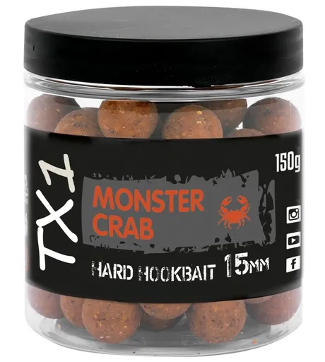 Shimano tvrdené boilies tx1 hard hookbait monster crab 150 g - 15 mm
