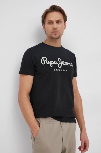 Tričko Pepe Jeans Original pánske, čierna farba, s potlačou