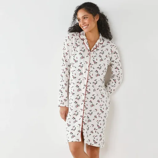 Nočná košeľa na gombíky s potlačou cezmíny