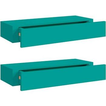 Shumee - Nástenné so zásuvkami, 2 ks, modré, 60 × 23,5 × 10 cm, MDF, 330268