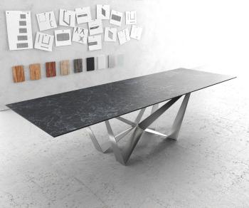 Jedálenský stôl Edge 300x100cm Laminam® keramická sivá podnož plochá