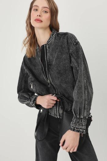 Džínsová bomber bunda Medicine dámska, čierna farba, prechodná, oversize