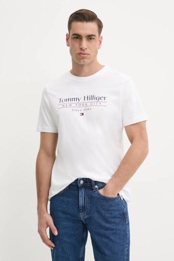 Bavlnené tričko Tommy Hilfiger pánske, biela farba, s potlačou, MW0MW38621