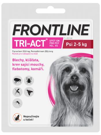 Frontline Tri-Act spot-on pipeta proti kliešťom a blchám pre psy XS 2-5kg, 0,5ml