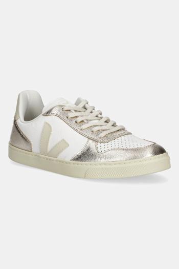 Detské kožené tenisky Veja Small V-10 Laces zlatá farba, CX0521003
