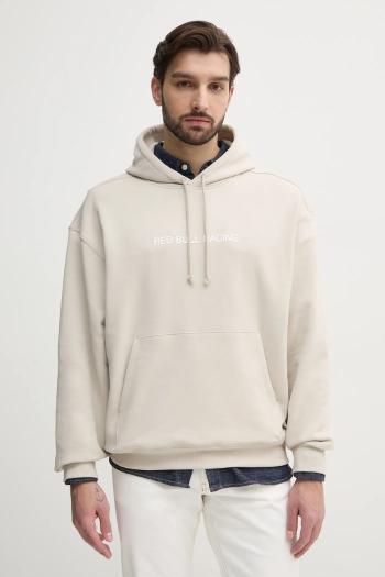 Bavlnená mikina Red Bull Racing x Pepe Jeans BREAKING RECORDS HDY pánska, béžová farba, s kapucňou, s potlačou, RM580021