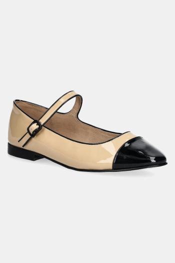 Kožené balerínky Jeffrey Campbell CURVET béžová farba, JCD-205-15-01